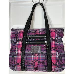 Coach Poppy Tartan Plaid Shoulder Bag / Tote No G0982-14360, Very Good Condition
